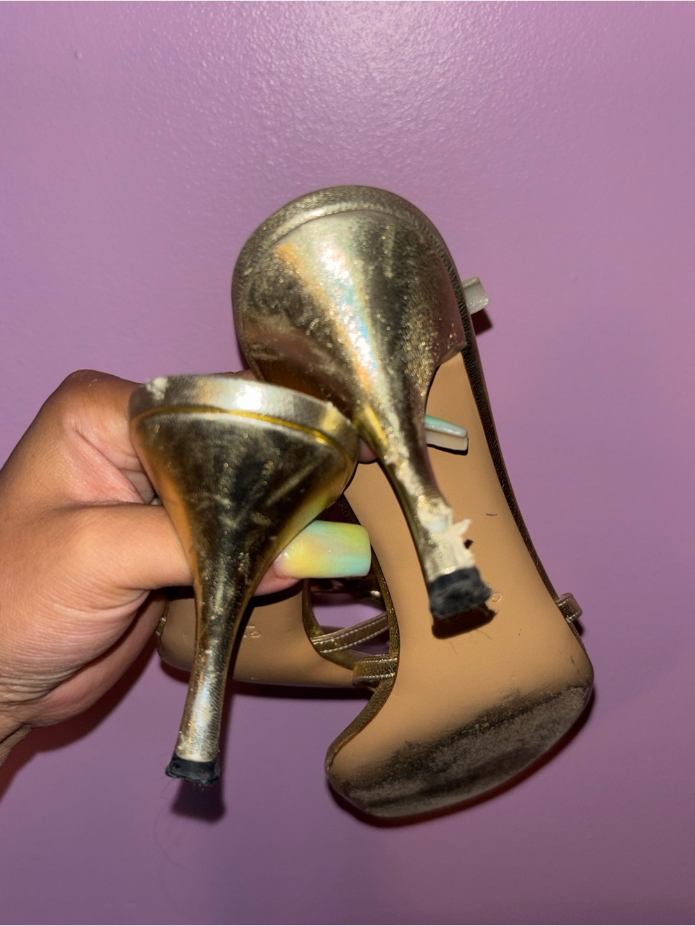 Gucci Metallic Gold Leather Slip-On Mules with Double G - Picture 4 of 6